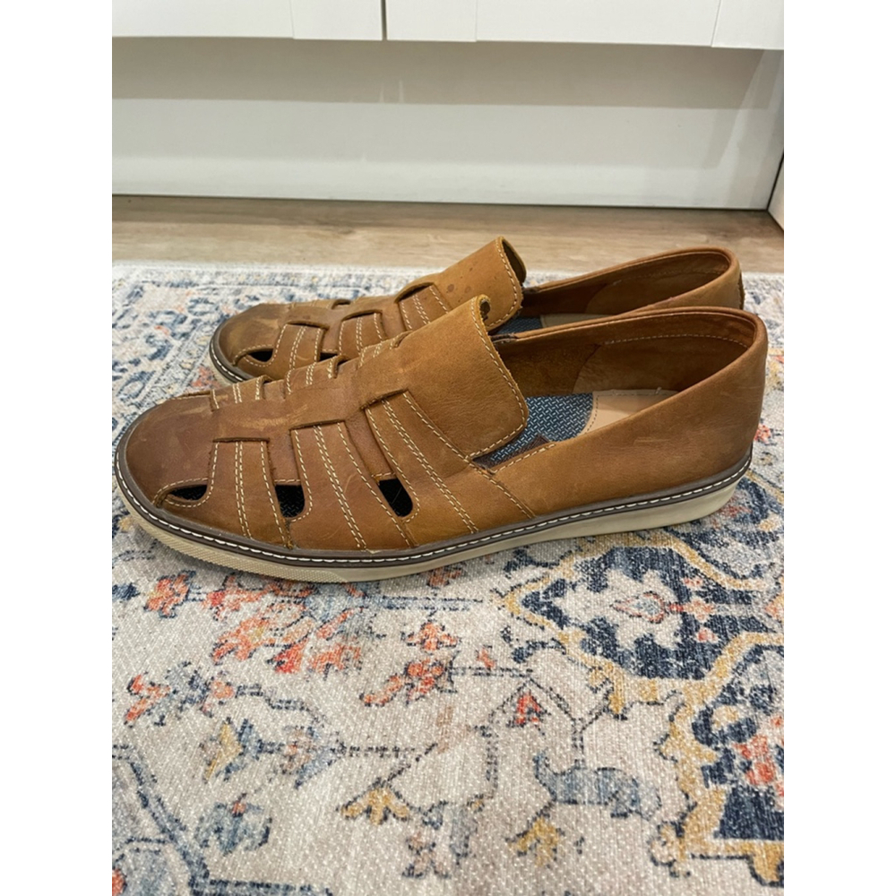 J&M Leather Fisherman Sandals Loafers 9 Sheepskin Leather Old Money Smart Casual - Picture 4 of 11